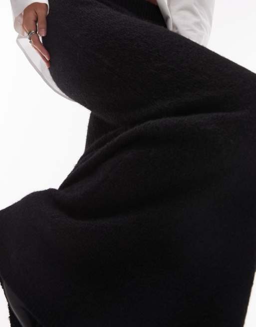 Topshop - Gebreide maxi rok met wollook in zwart, 3 van 5