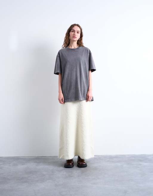 Topshop - Gebreide pluizige rok in crème, deel van co-ord set, 4 van 5