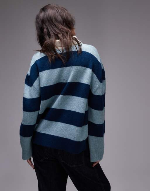 Topshop - Gebreide polotop in marineblauw, 2 van 4