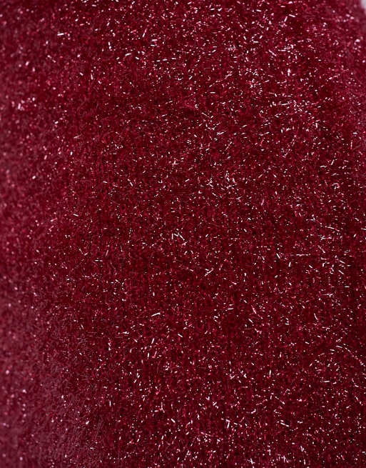 Topshop - Gebreide rok met glitter in bordeauxrood, deel van co-ord sets, 5 van 5