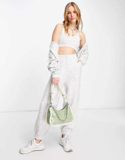 Topshop - Gebreide, superzachte joggingbroek in grijs, deel van co-ord set