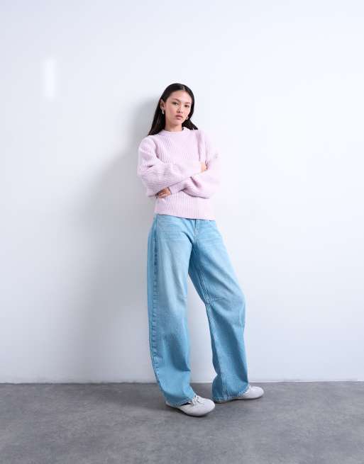Topshop - Gebreide trui met ballonmouwen in roze, 2 van 4