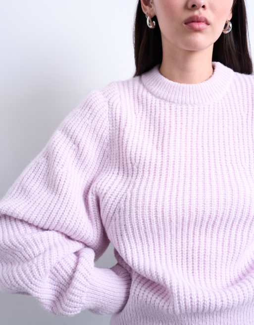 Topshop - Gebreide trui met ballonmouwen in roze, 3 van 4