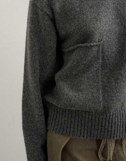 Topshop gebreide trui met zak in smoke, 4 van 4