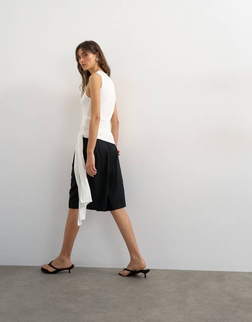 Topshop - Gedrapeerde tanktop met overslag en strik in ecru, 4 van 4