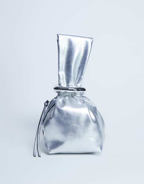 Topshop - Gee - Borsetta a mano argentata con dettaglio in metallo - view 1