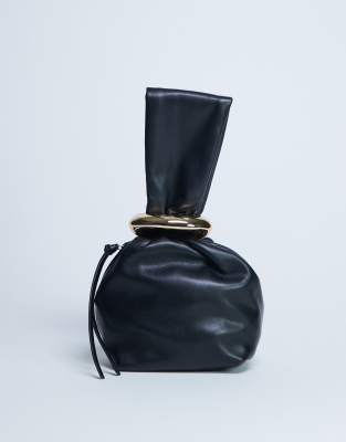 Topshop - Gee - Kleine Handtasche in Schwarz mit Metalldetail