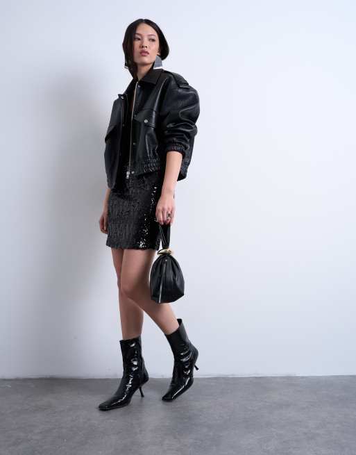 Topshop – Gee – Kleine Handtasche in Schwarz mit Metalldetail, 4 von 4