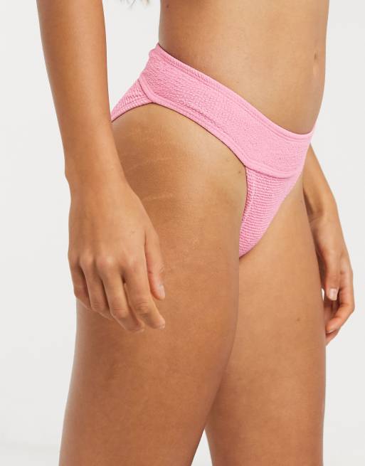 Topshop - Gekreukte tangaslip met hoge taille in roze, 2 van 4