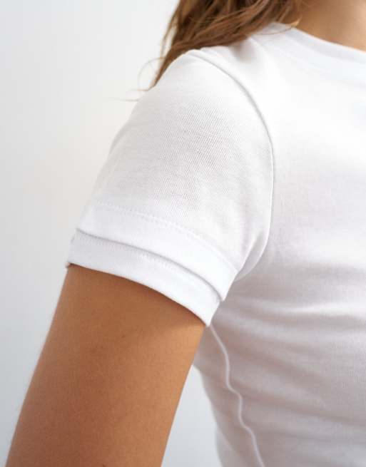 Topshop - Gelaagd aansluitend T-shirt met korte mouwen in wit, 2 van 4