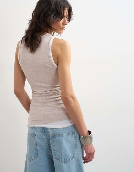 Topshop - Gelaagde tanktop in lichtbeige, 4 van 4