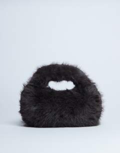 Gemima faux fur grab bag in chocolate