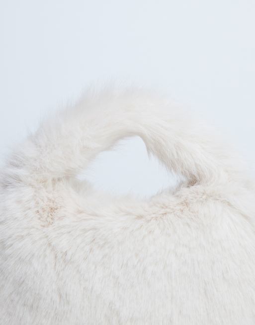 Topshop Gemima faux fur grab bag in off-white