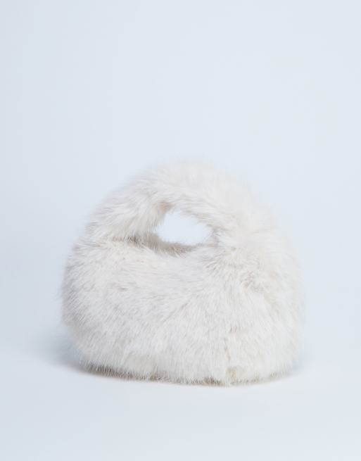 Topshop Gemima faux fur grab bag in off-white