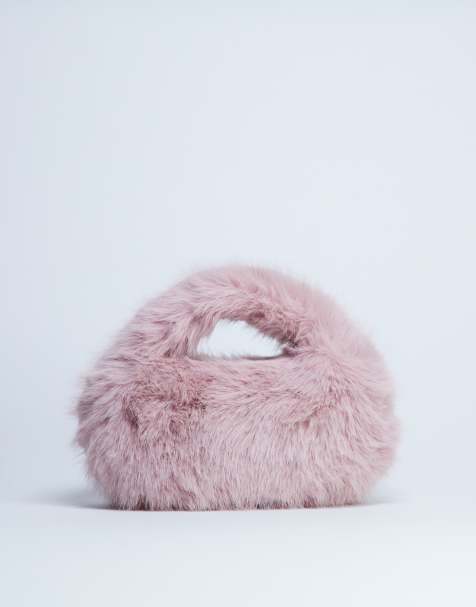 Topshop Gemima faux fur grab bag in pink - view 1