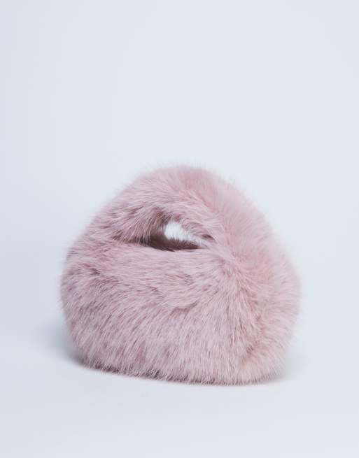 Topshop Gemima faux fur grab bag in pink