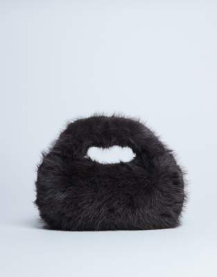 Topshop - Gemima - Handtasche aus Kunstpelz in Schokobraun