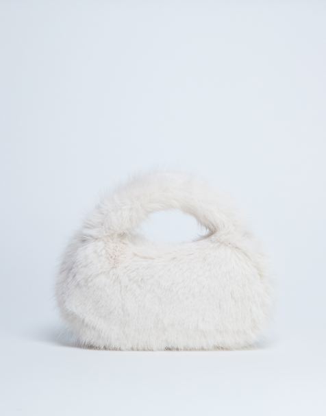 Topshop - Gemima - Råhvid håndtaske i imiteret pels - view 1