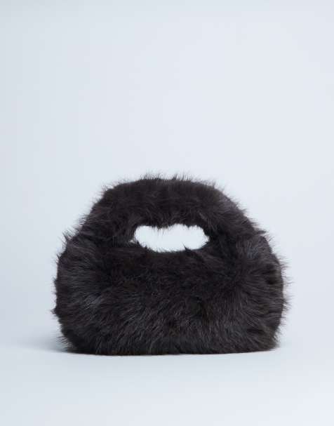 Topshop - Gemina - Handtas van imitatiebont in donkerbruin - view 1