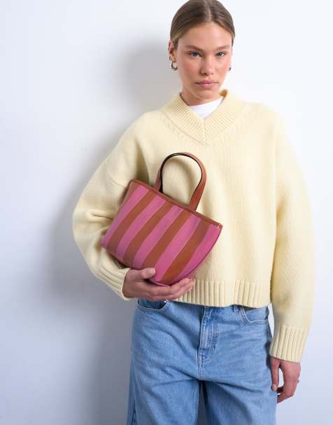 Topshop - Gemma - Sac à main en similicuir rayé - Rose/marron - view 1