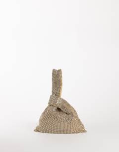 Gemma small diamante grab bag in gold with clear stones