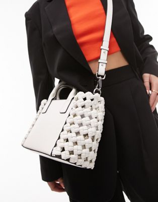 Topshop Gemma woven grab bag in white - ASOS Price Checker