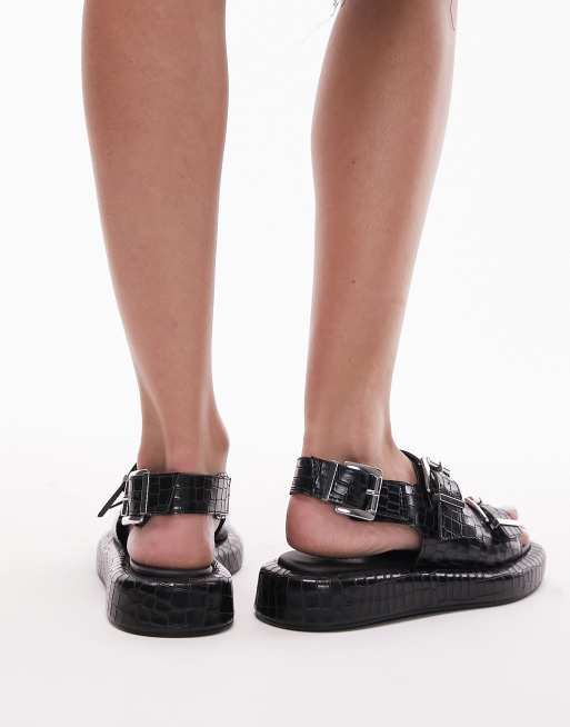 Topshop – Gen – Svarta sandaler med hälrem och spännen, 3 av 4