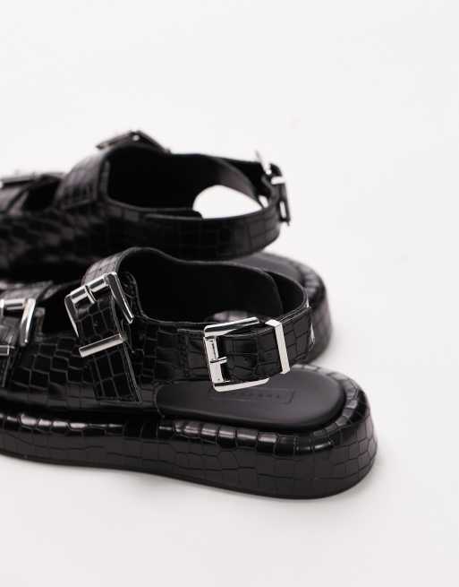 Topshop – Gen – Svarta sandaler med hälrem och spännen, 4 av 4