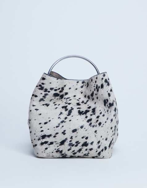 Topshop - Gene - Borsa a mano in vera pelle con stampa pezzata effetto dalmata e manico in metallo - view 1