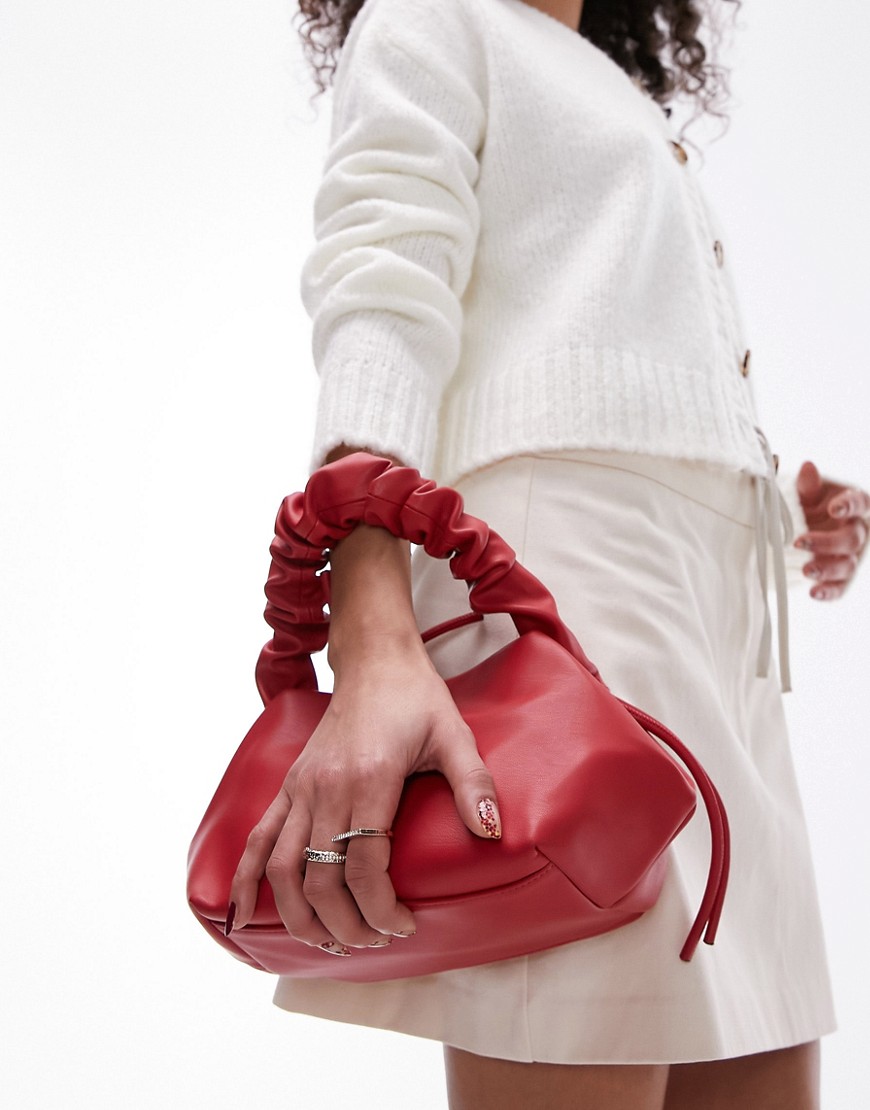 Topshop Genna grab bag with ruched handle in red