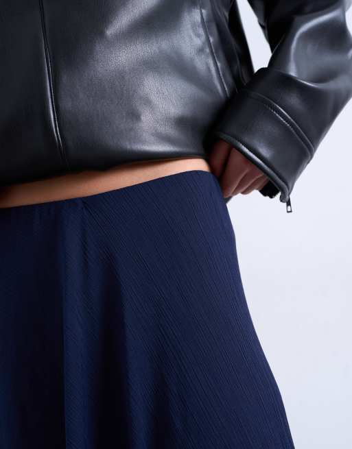 Topshop - Gennemsigtig marineblå maxinederdel i chiffon med cirkelsnit, 4 af 5