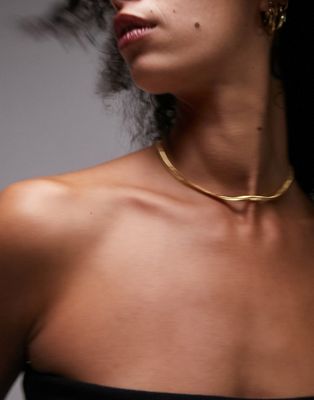 Topshop Genoa snake chain necklace in 14k gold plated