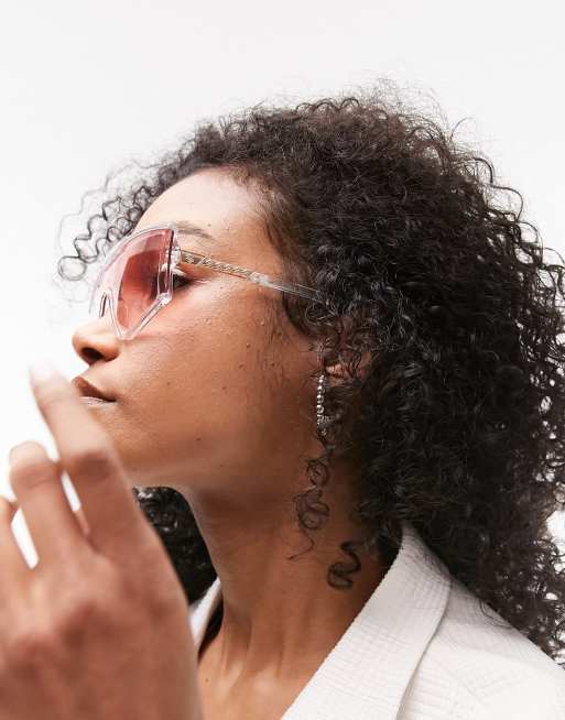 Topshop – Genomskinliga visor-solglasögon med rosa glas, 2 av 4
