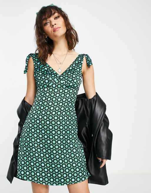 Green polka outlet dot dress topshop