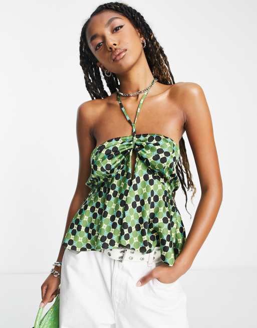Topshop geo swing cami in green