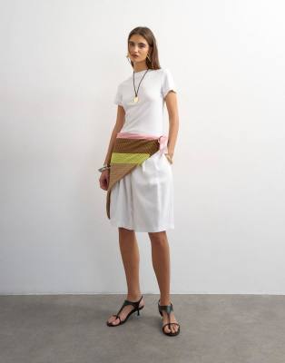 Topshop Geometric Print Waist Belt In Brown