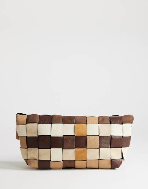 Topshop - George - Bolso clutch en tonos beis extragrande con diseño entretejido, 4 de 4