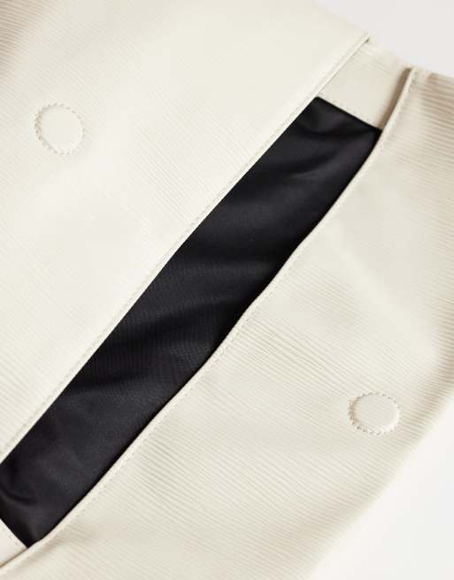 Topshop George oversized textured clutch bag in off white, 3 of 4
