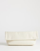 Topshop George textured clutch bag in off white