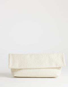 George textured clutch bag in off white