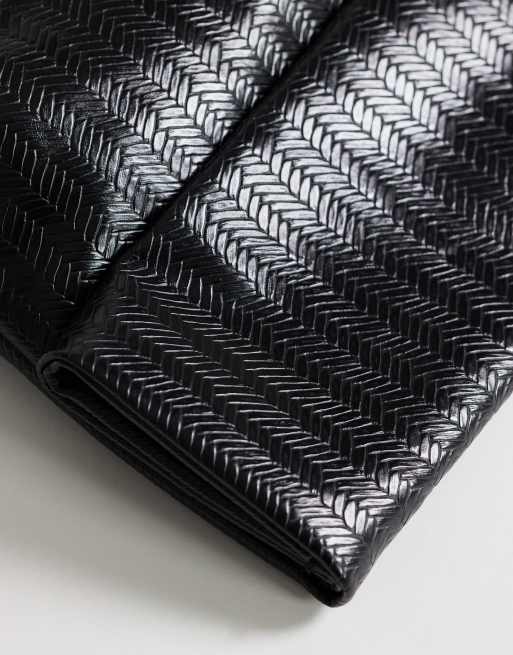Topshop George weave oversized clutch bag in black, 3 of 4