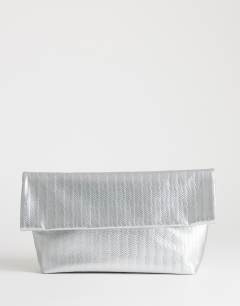George weave oversized clutch bag in silver