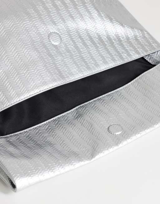 Topshop George weave oversized clutch bag in silver, 3 of 4