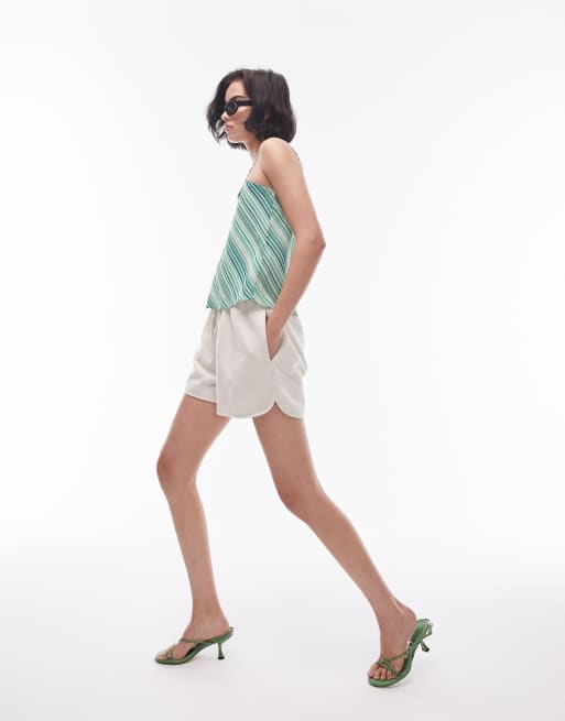 Topshop georgette square neck cami in green diagonal stripe - part of a set, 4 of 4