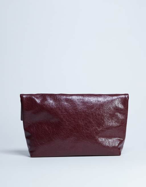 Topshop - Georgia - Bordeaux clutch-håndtaske med foldelukning, 3 af 4