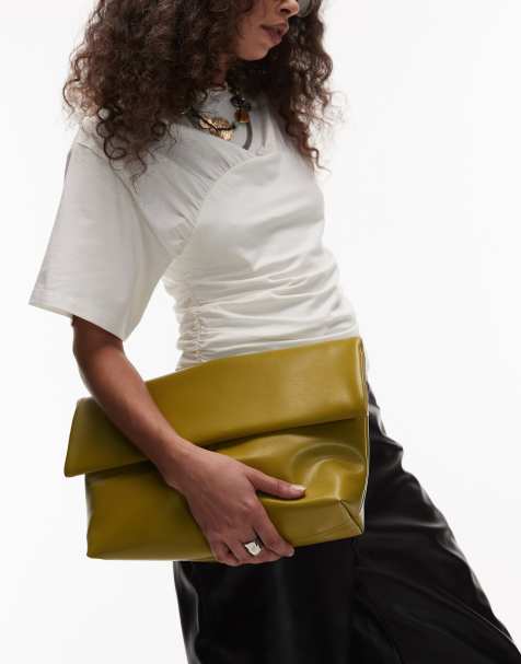 Topshop - Georgia - Clutch-handtas met omslag in groen - view 1