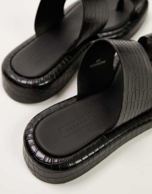 Flat black best sale slide sandals