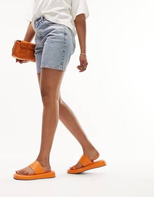 Topshop Georgia Flat Sandals With Toe Loop In Orange