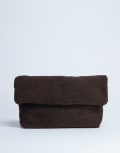 [Topshop] Topshop Georgia folded borg clutch grab bag in chocolate-Brown One Size Chocolate