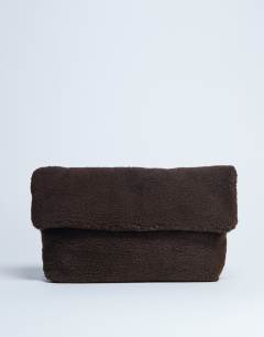Georgia folded borg clutch grab bag in chocolate